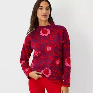 Ann Taylor Floral Jacquard Mock Neck Sweater (NWT)